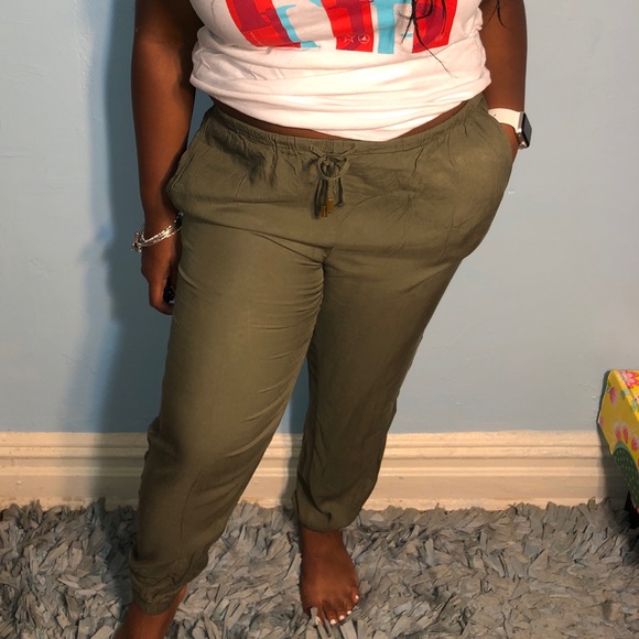 Olive Green Women's Pants - Picture 7 of 8